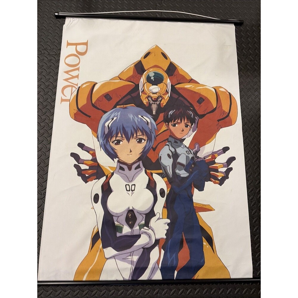ULTRA RARE VINTAGE NEON GENESIS EVANGELION REI SHINJI UNIT 00 01 02 WALL SCROLL